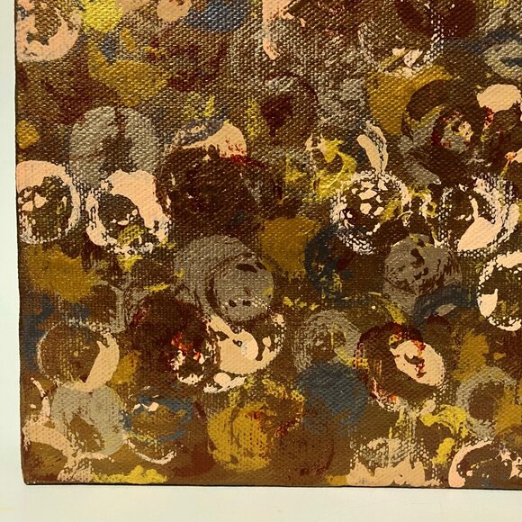 Metallic Dots Abstract Wall Art Work Original Painting 8" Square Artist Signed - Picture 7 of 10